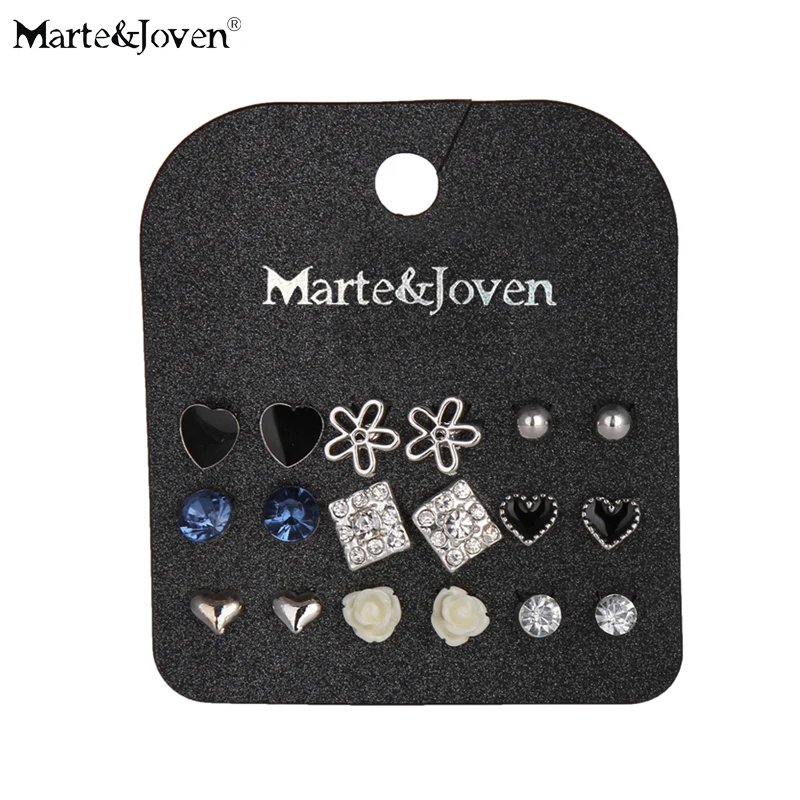 Женский комплект сережек гвоздиков Marte & Joven набор серебристого цвета с