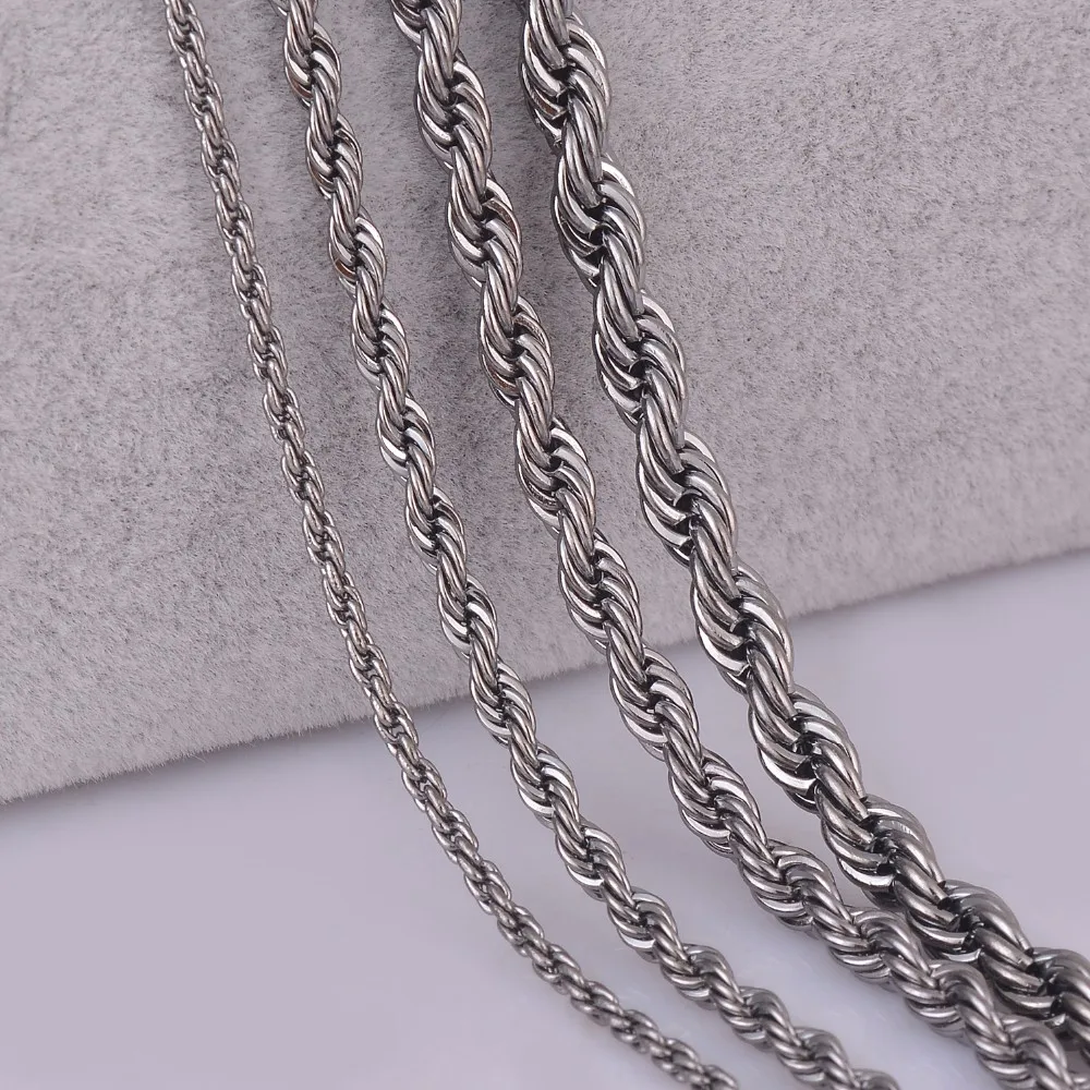 1 шт. цвет серебристый, золотой бронза черная Rope Chain, Цепочки и ожерелья для Для женщин Для мужчин personalzied длина 2 мм/3 мм/4 мм/5 мм