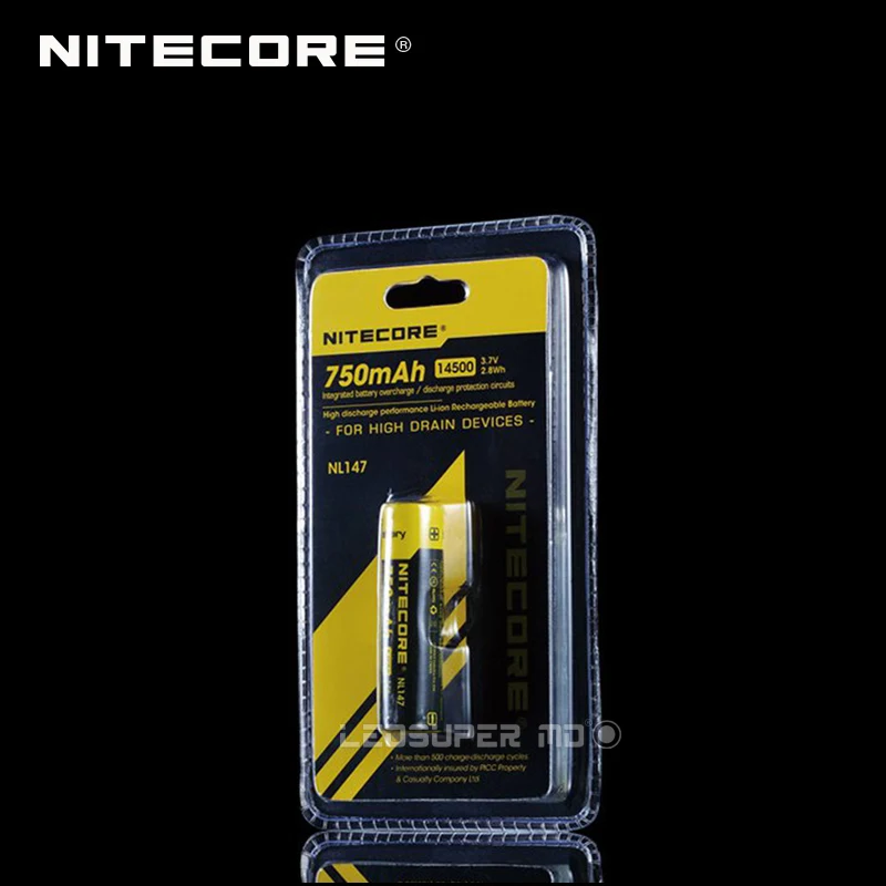 2 шт. Nitecore NL147 литий-ионная аккумуляторная батарея 14500 с 750mAh 3,7 V 2.8Wh