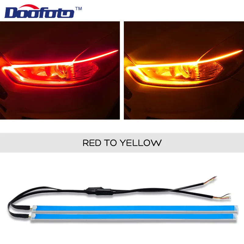 Light red to yellow Doofoto автомобильный Стайлинг для Ford Focus головной светильник дневной ходовой светильник Kayan Led Sinyal/тормозной светильник динамический стример плавающий безопасный - Цвет: Light red to yellow
