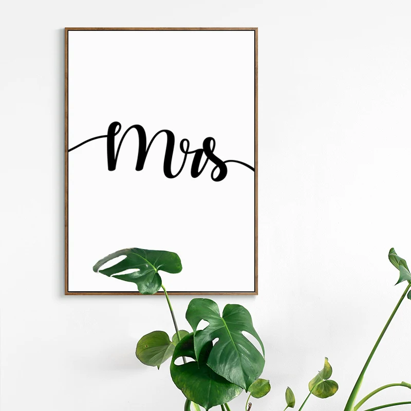 Холст картины Mr Love Mrs цитаты знак в форме сердца Романтический плакат подарок для
