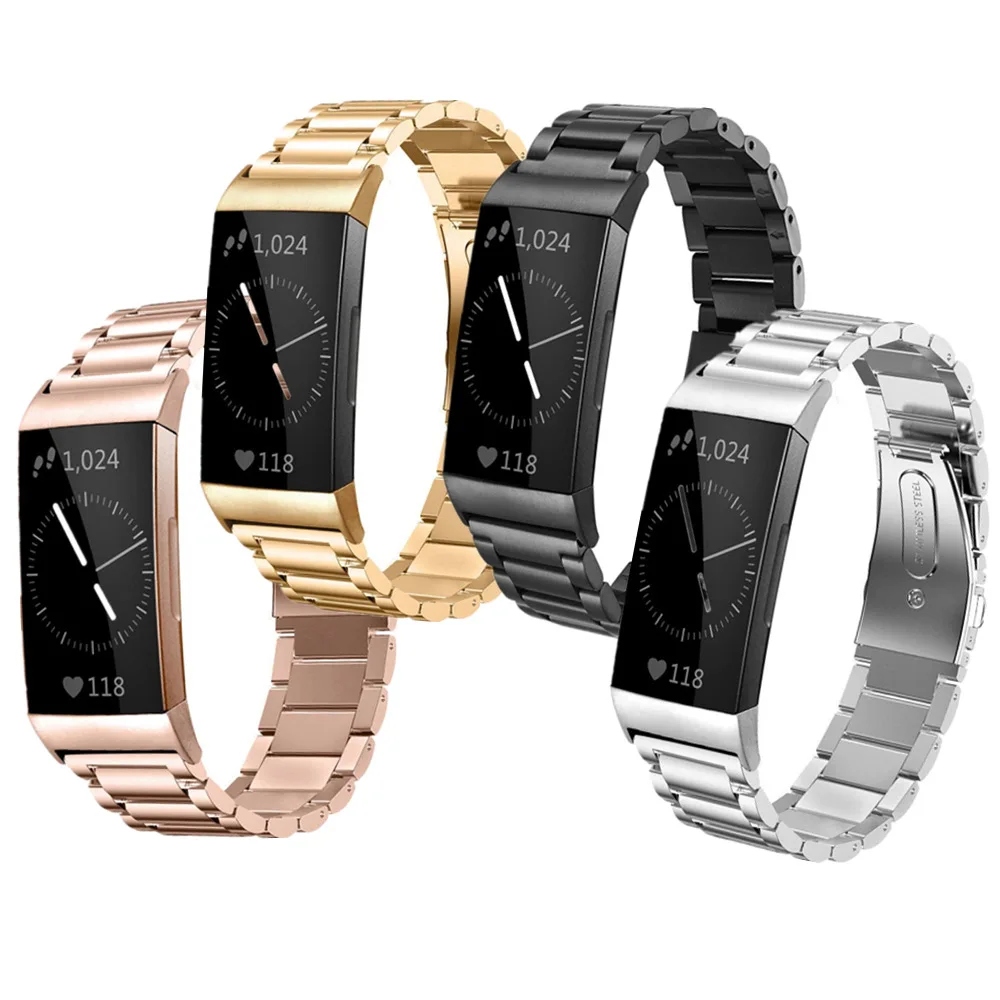 Металлический ремешок для смарт часов из нержавеющей стали Fitbit Charge 3 сменный