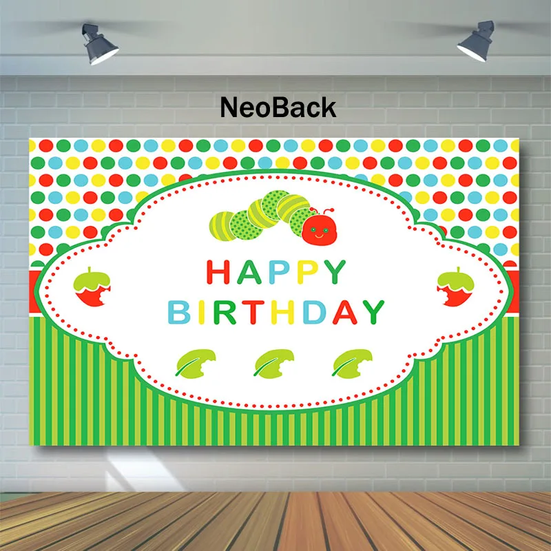 Фотофон NeoBack для детей на первый день рождения очень голодной зеленой гусеницы