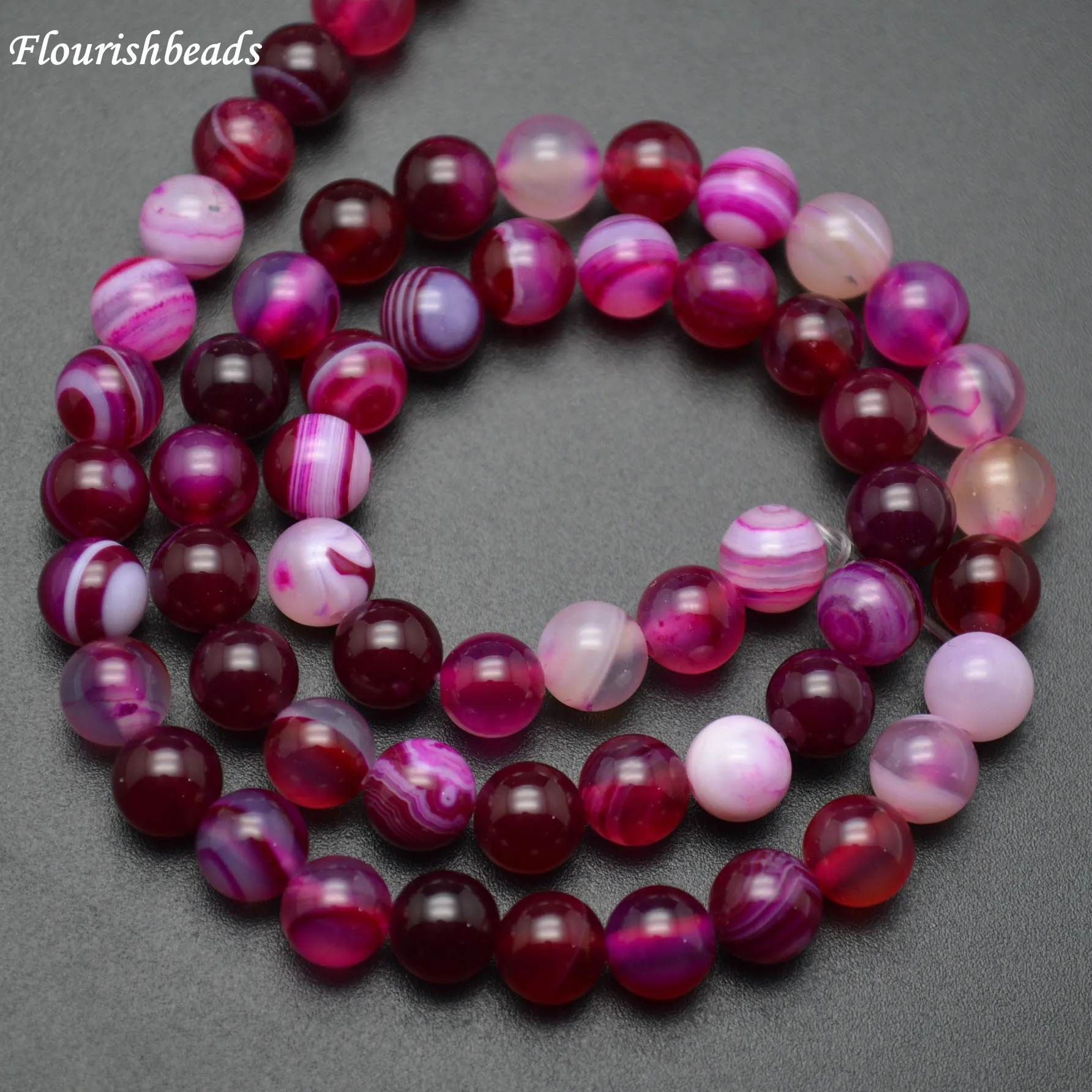 High Quality Fushcia Red Banded Agate Beautiful Veins Stone Round Loose Beads 5 strands per lot 6mm 8mm 10mm | Украшения и - Фото №1
