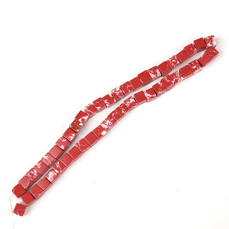 Красный полудрагоценный бисер 8*8*8 мм Императорский камень DIY цепочка Ювелирные