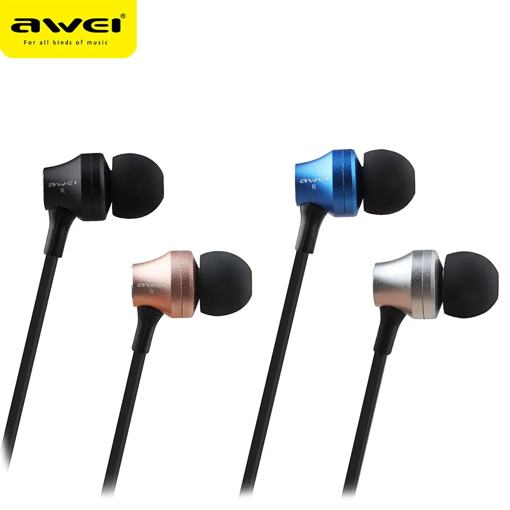 Awei Handsfree Headset Earphone Wired Headphone Head For In Ear Phone Bud Computer PC Earbud In-Ear Earpiece Auricular Handfree |