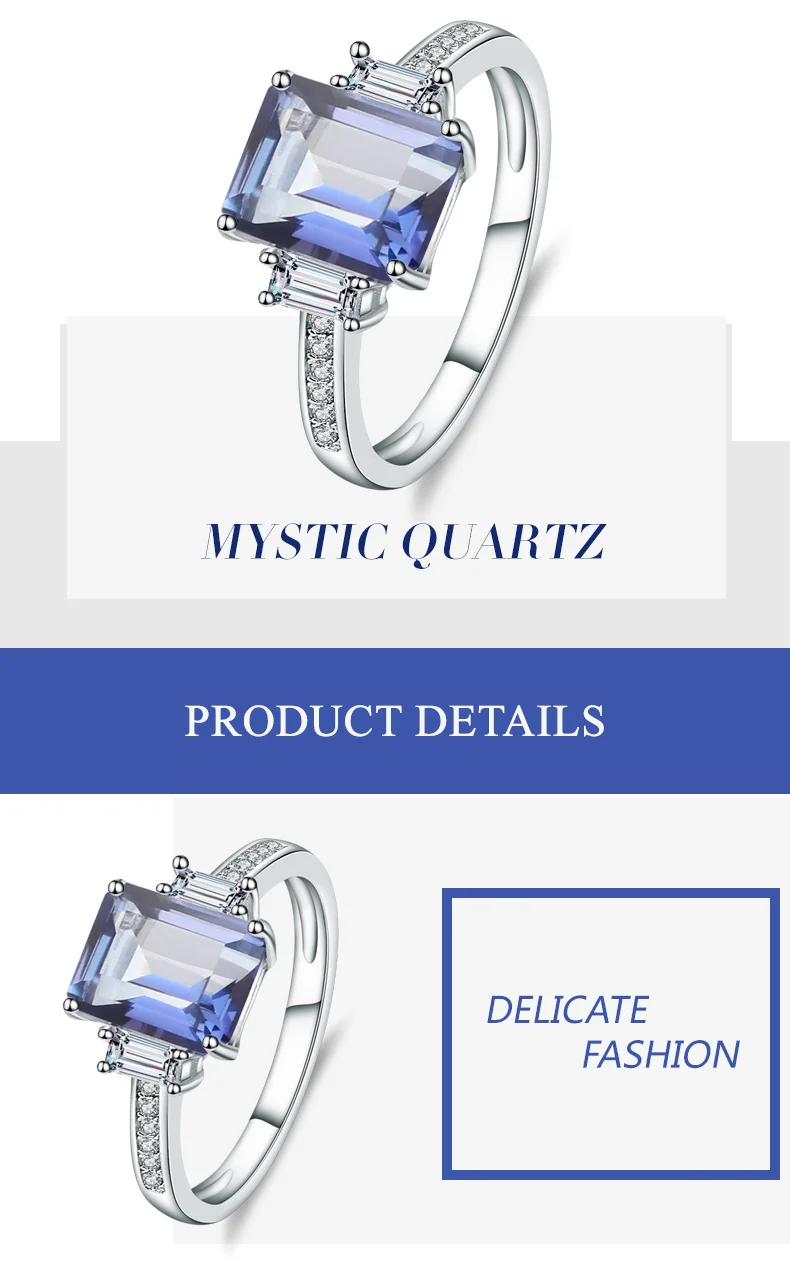 Gem's Ballet 2.05Ct натуральный иолит синий мистический кварцевый камень кольцо 925 пробы серебряные кольца ювелирные украшения для женщин