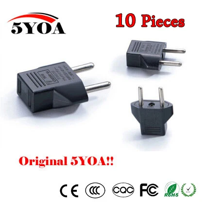 Универсальное сетевое зарядное устройство переменного тока с вилкой US на EU 10 шт. |