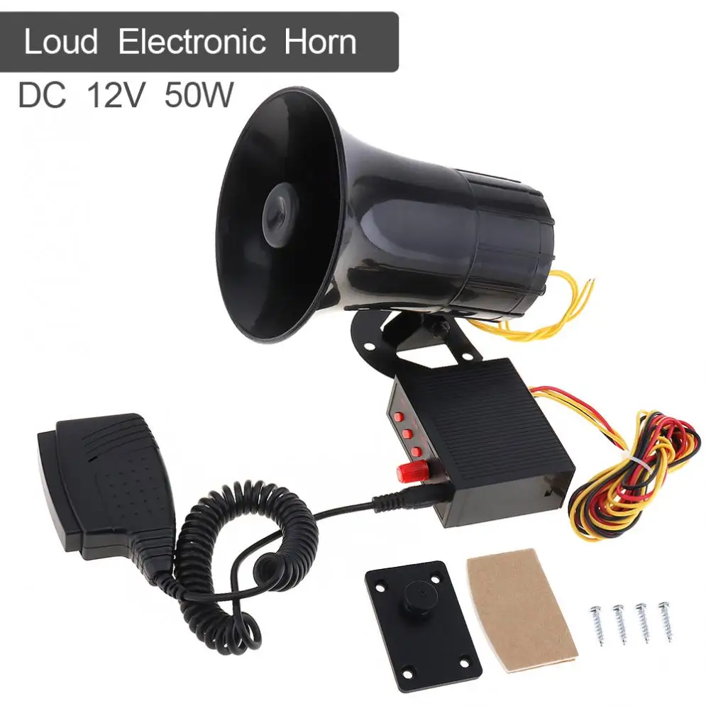 

Durable 50W 12V 5A 3 Sound Car Electronic Warning Siren Motorcycle Alarm Firemen Ambulance Loudspeaker support MIC