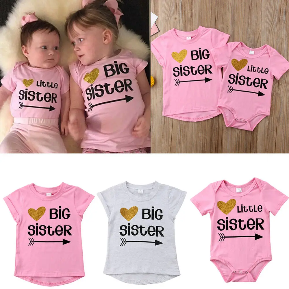 Одинаковая одежда для всей семьи с надписью Love футболка Big Sister комбинезон