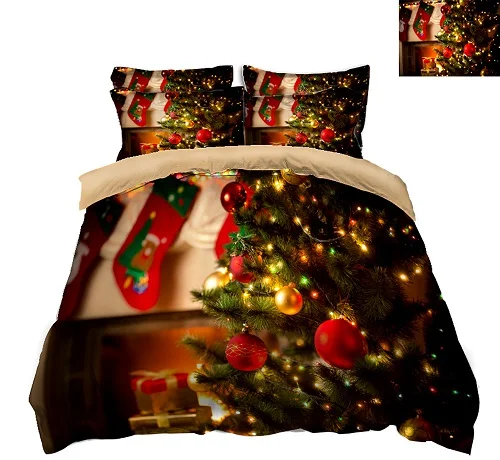 3d bedding set Пододеяльник Рождество 3D постельные принадлежности наборы односпальная средняя двуспальная большая двуспальная простыня на заказ размер наволочка постельное белье Текстиль Прямая поставка - Цвет: 3d bedding set