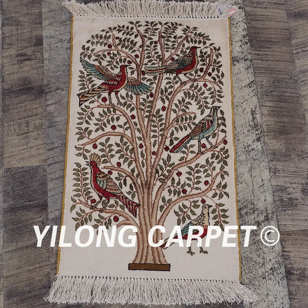 YILONG 1 2 'x 7' 300Line персидский шелковый ковер винтажный разноцветный Древо жизни