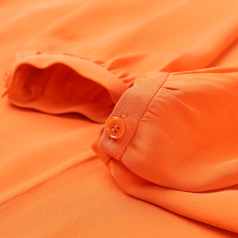 VOA Летняя короткая однотонная Повседневная Тяжелая шелковая футболка с длинным