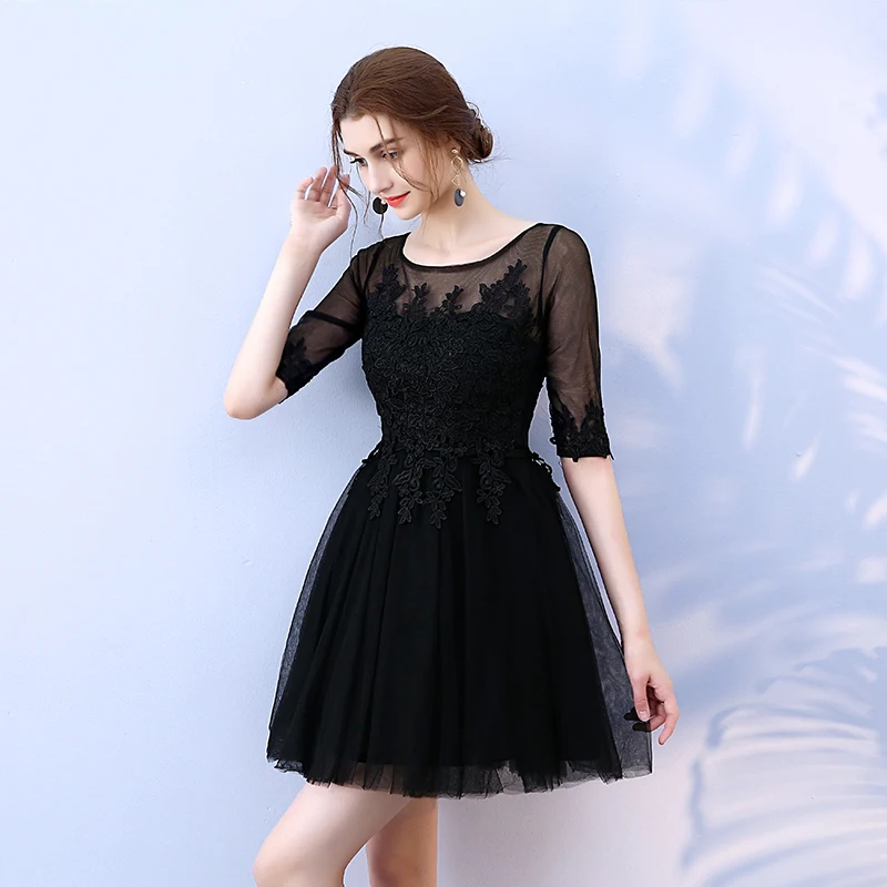 Black Colour Mini Dress Wedding Party for Women Bridesmaid Back of Zipper | Свадьбы и торжества