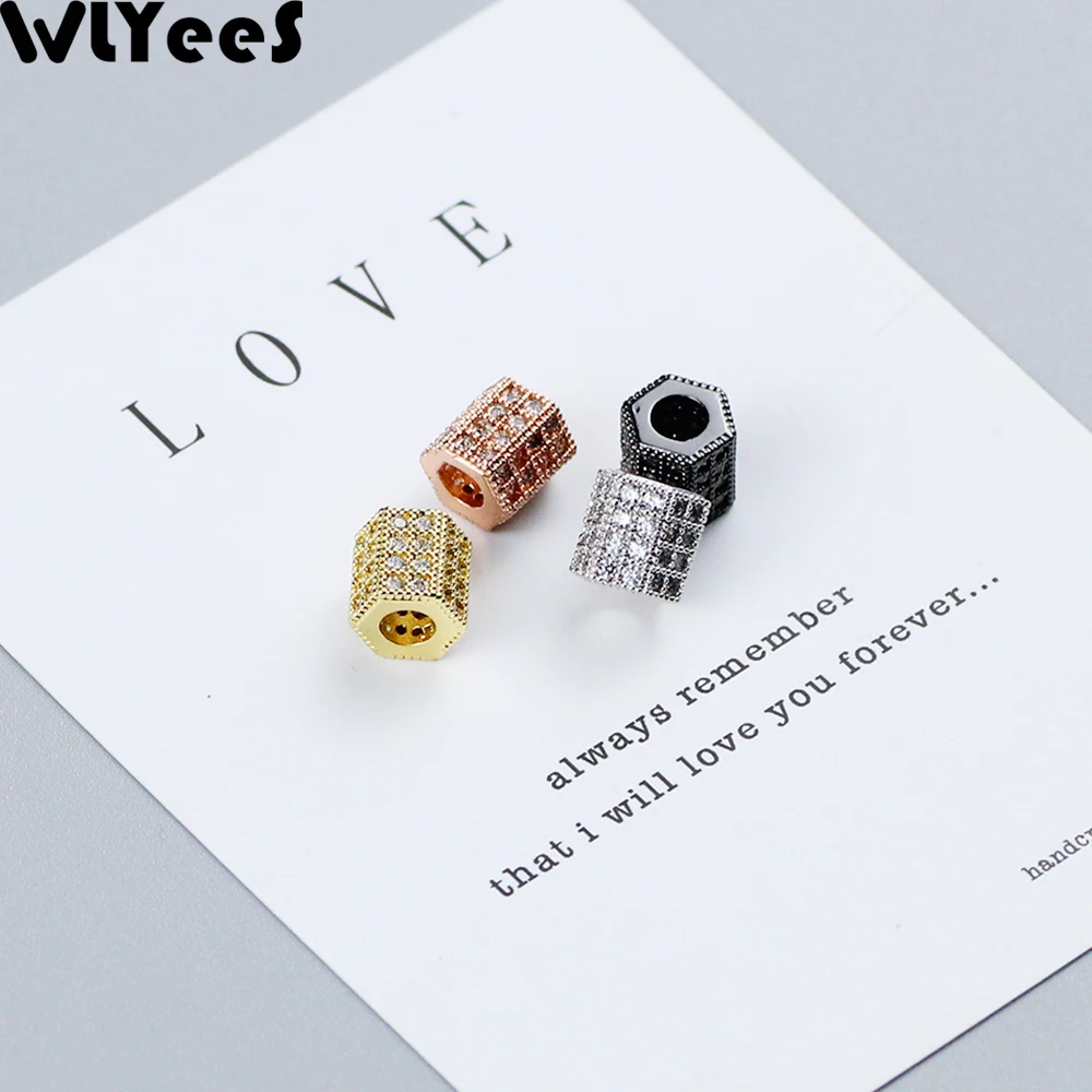WLYeeS 2 шт. геометрические белые циркониевые медные разделительные бусины 6/8 мм