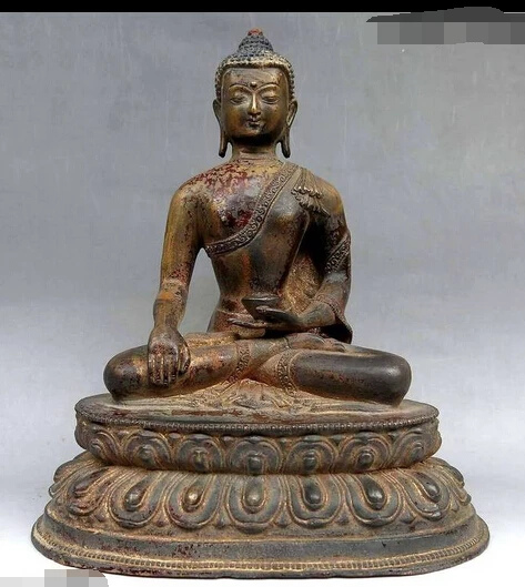 

xd 003409 10" Old Bronze gild fine buddhism apothecary Medicine Buddha China Tibet Statue