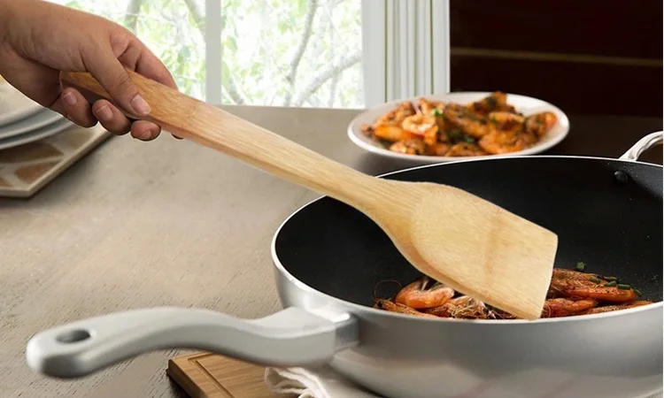 Горячая продажа 300 шт бамбуковая деревянная кухонная шпатель ложка для