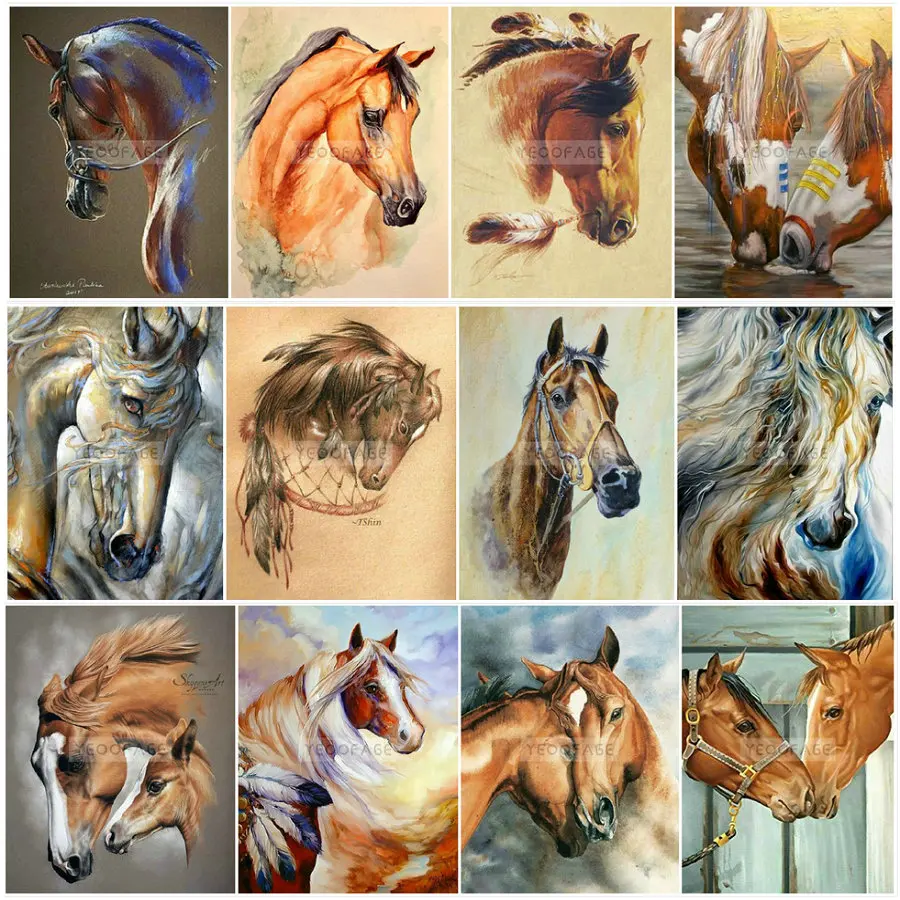 5D бриллиантовые вышитые лошади алмазная живопись вышивка крестиком животные