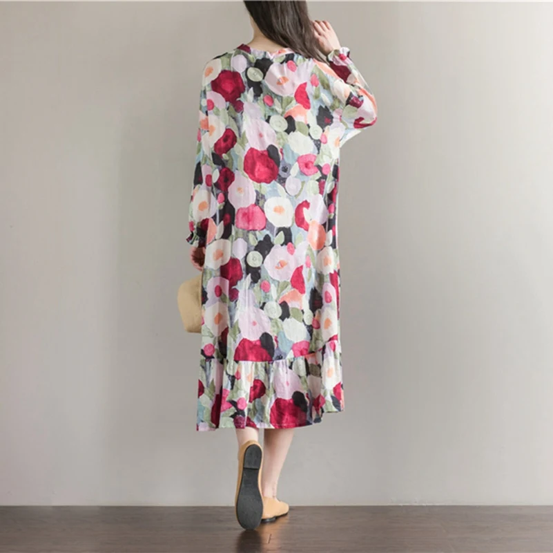 Женское летнее платье с длинным рукавом сарафан бантом повседневное свободное