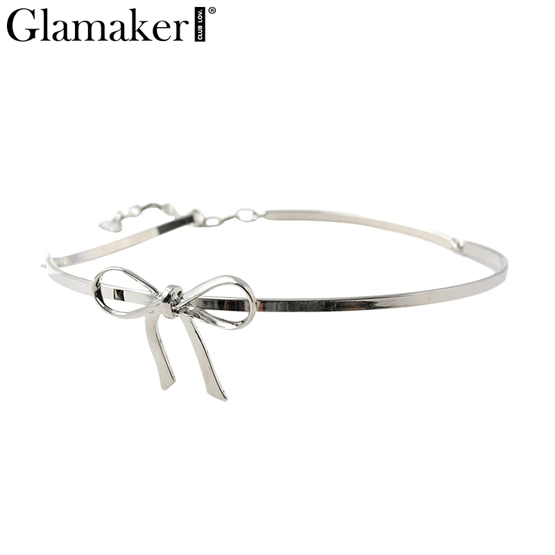 Glamaker, роскошное Золотое женское ожерелье с бантом, шикарное серебряное модное Ювелирное Украшение, очаровательные модные весенние летние вечерние аксессуары