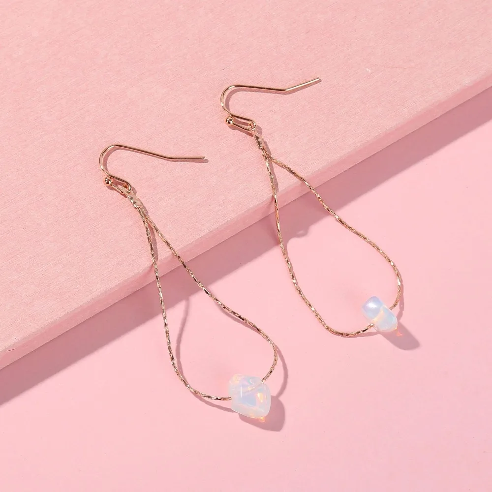 Серьги капельки женские модные золотые с натуральным камнем|Серьги-подвески| |
