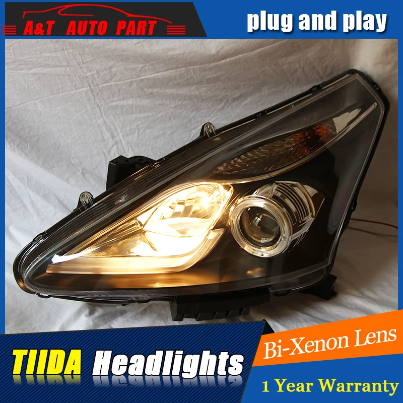 

new head lamps car Styling For Nissan TIIDA headlights 2011-2015 For Nissan TIIDA bi xenon lens h7 xenon hid kit led drl