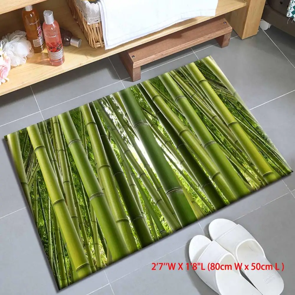Only Size 50x80cm Зеленые Бамбуковые лесные коврики и хрустальные бархатные ковры для детей, дома, гостиной, природы, подушки для спальни, кухни, напольные коврики для двери - Цвет: Only Size 50x80cm