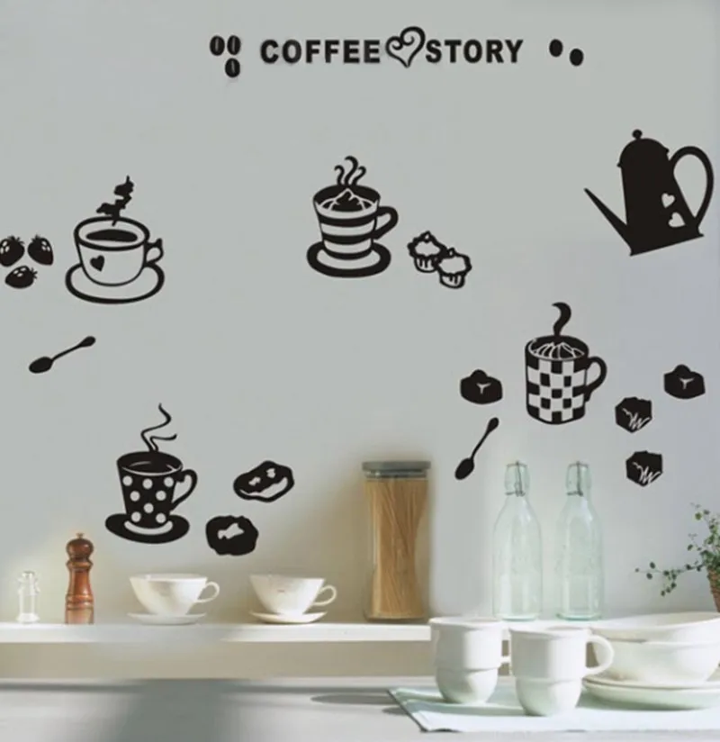 Высокое Качество Кофе Кухня Декор водонепроницаемый винил кофе история