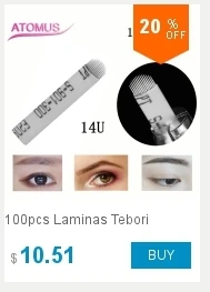 100 шт. Lamina Agulhas микроблейдинг tebori 12 Pin жесткая игла зеленый 12 лезвий постоянный макияж бровей Иглы татуировки Поставки