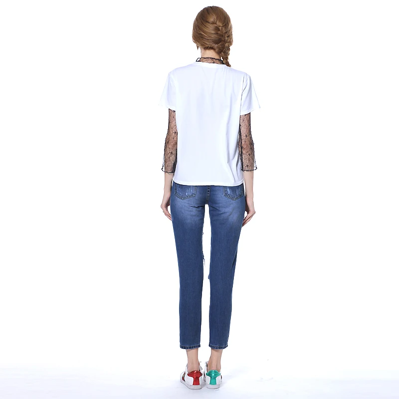 Suvance/свободные джинсовые джинсы с дырками 100% хлопок длина по щиколотку модные