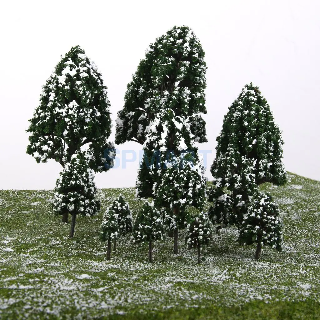 12pcs Poplar Trees Model Train Snow Scenery 2.5-16 cm 1:500-1:50 | Building Kits
