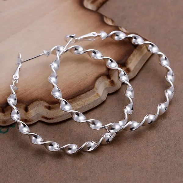 

Hot Sale!!Free Shipping 925 Silver Earring,Fashion Sterling Silver Jewelry Waves Line Earrings SMTE148