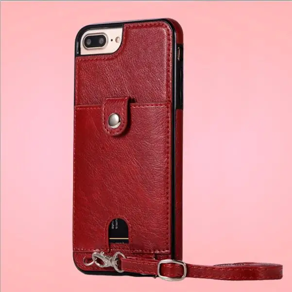 red wallet Для iphone XS MAX XR X 7 8 plus чехол Роскошный pu кожаный бумажник карта с плечевым ремнем Чехол для телефона s для iphone 6 6S plus - Цвет: red wallet