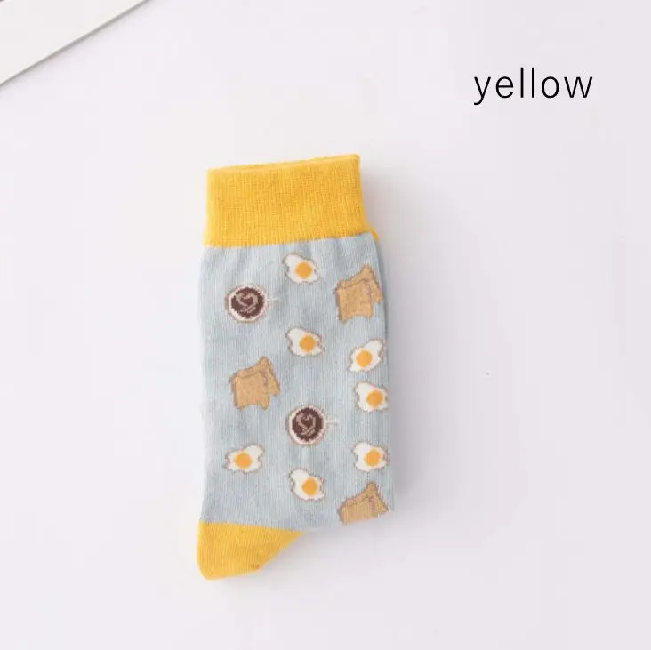 yellow 1 пара, женские носки, мультяшная собака, осьминог, цветок, растение, Kawaii, забавные, счастливые, повседневные женские хлопковые чулки, уличная одежда, скейт, Harajuku - Цвет: yellow