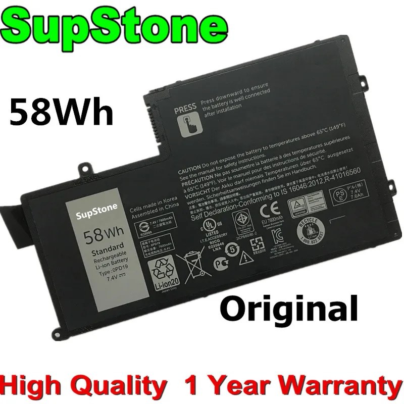 Оригинальный аккумулятор SupStone 7 4 в 58 Вт/ч 0PD19 для Dell Inspiron 15 5547 5548 5443 5448 01V2F6 Latitude 3550