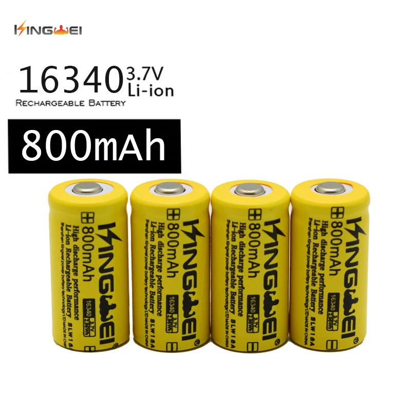 Новинка 2018 KingWei желтая 16340 батарея 800mAh 3 7 v Li Ion Аккумуляторная для лазерной