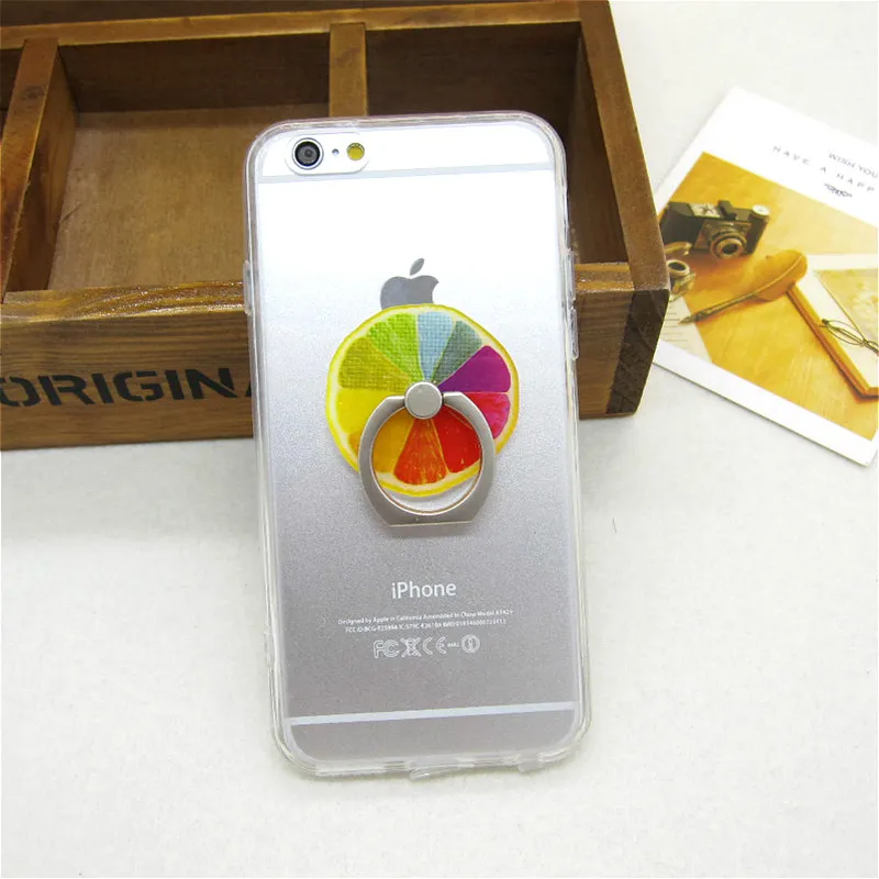 Fashion Cartoon Fruit Cherry Carambole Transparent Holder Stand Back Cover for iPhone 6 6s plus Cute Clear Phone Case Shell Skin |