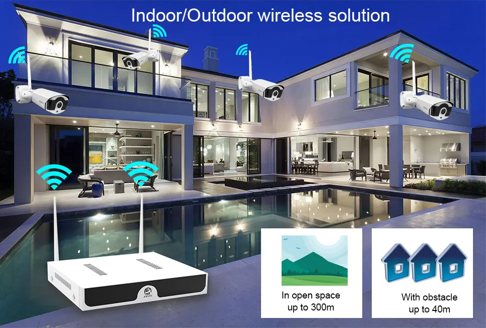 Jooan 8CH Беспроводная система видеонаблюдения 1080P 4 шт. 2MP IP IR-CUT камера NVR наружная ip-камера видеонаблюдения Система видеонаблюдения комплект видеонаблюдения