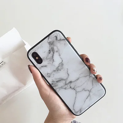 white GlamPhoneCase модный мраморный стеклянный чехол для телефона iPhone11Pro XS Max XS XR 8 8plus 7 7plus 6/6s Plus жесткий чехол - Цвет: white