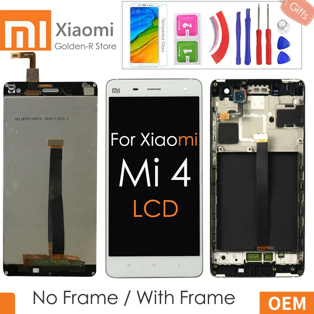 5 0 &quotAAA Качество LCD для XIAOMI Mi 4 сенсорный экран с рамкой Mi4 ЖК дисплей дигитайзер