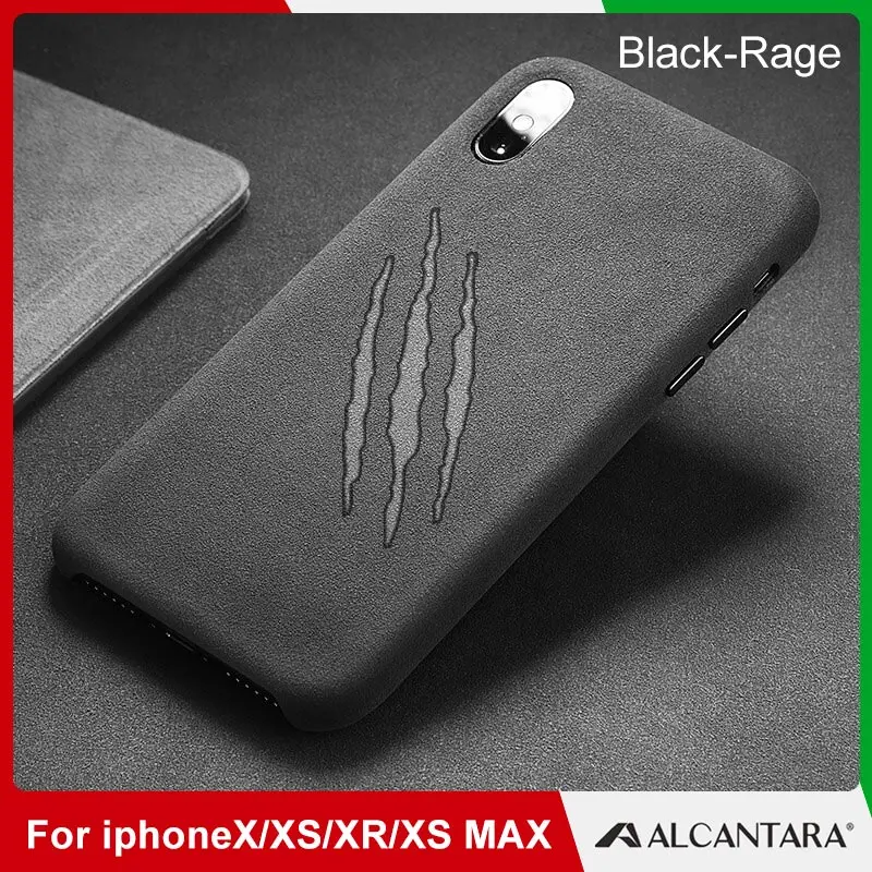 SanCore для iPhone X Xr XS Max чехол для телефона кожаный Алькантара модный бизнес анти-падение кожа роскошный Премиум сотовый телефон анти-износ - Цвет: Black-Rage