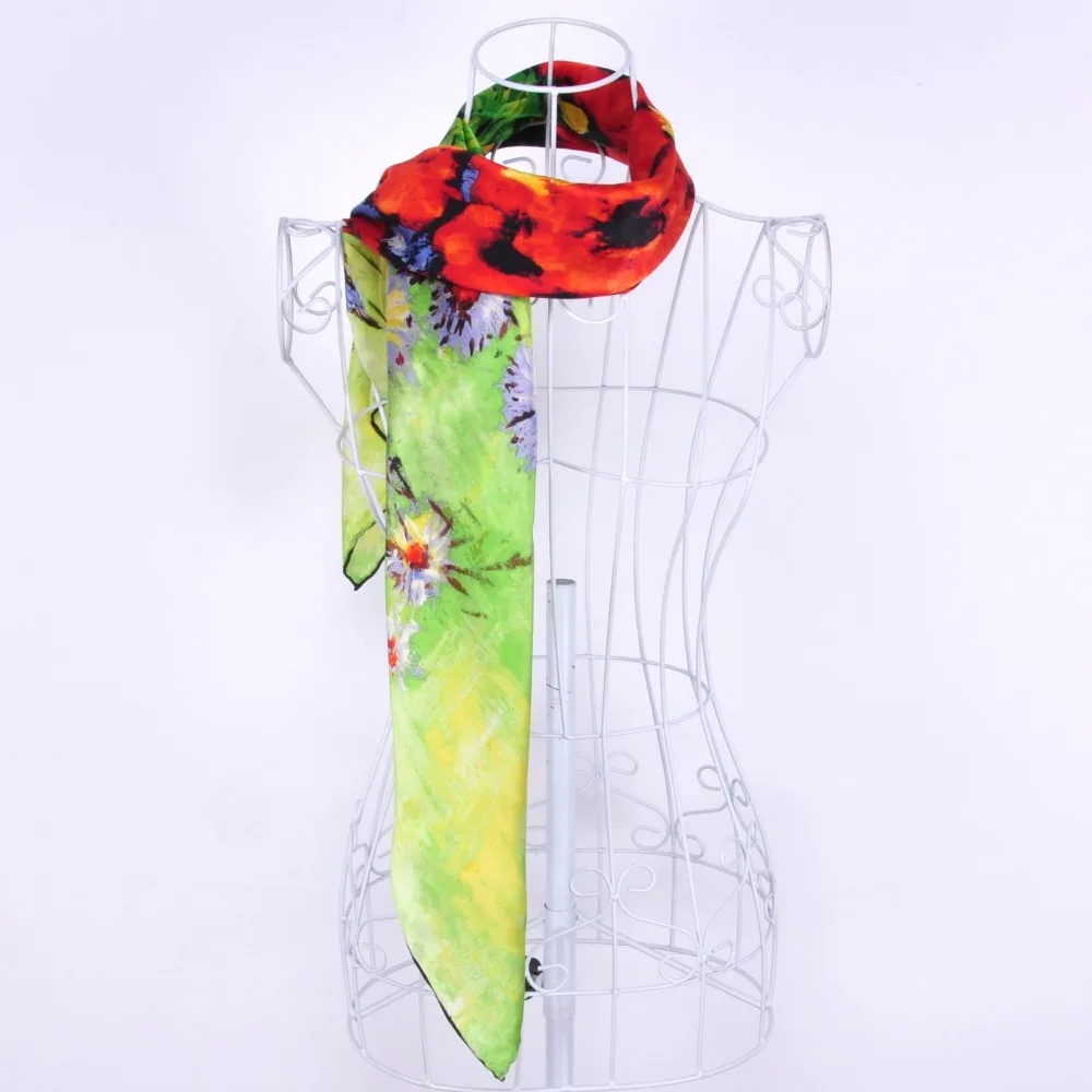 Новинка Фирменный шарф из 100% шелка с цветами для девочек палантины и шали