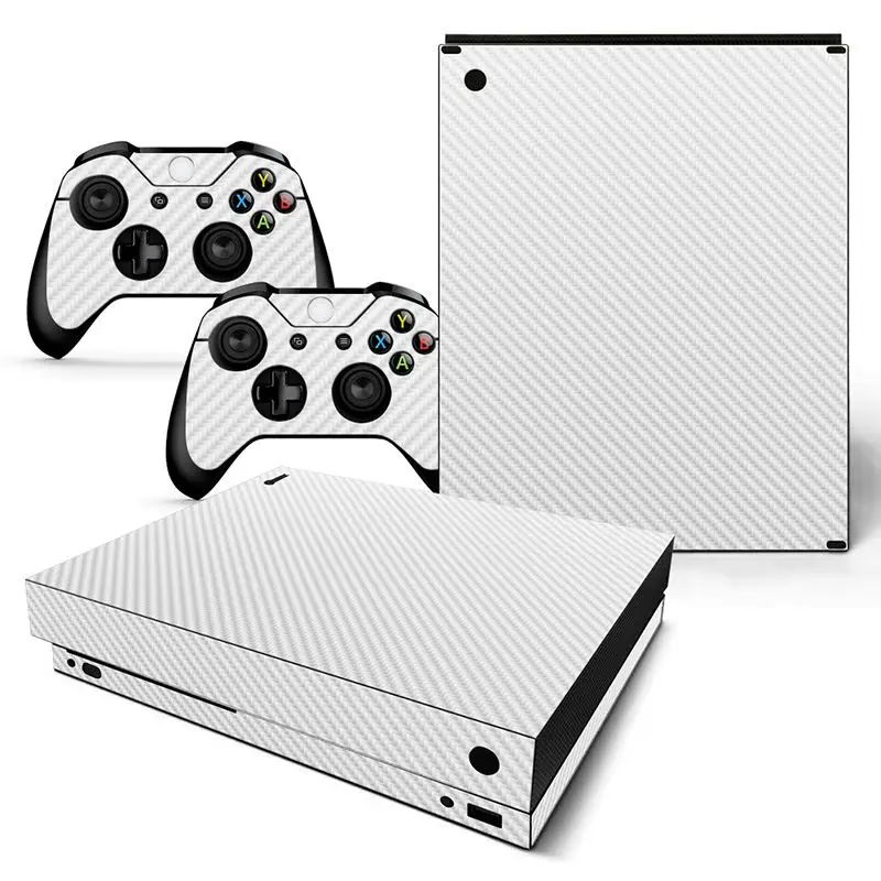 TN-XboneX-white Новые дизайнерские наклейки из углеродного волокна для консоли xbox one X и 2 контроллеров - Цвет: TN-XboneX-white