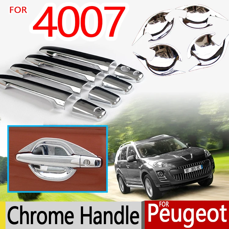 Хромированные накладки на ручки для Peugeot 4007 4 шт. 2007 2012 хорошее качество