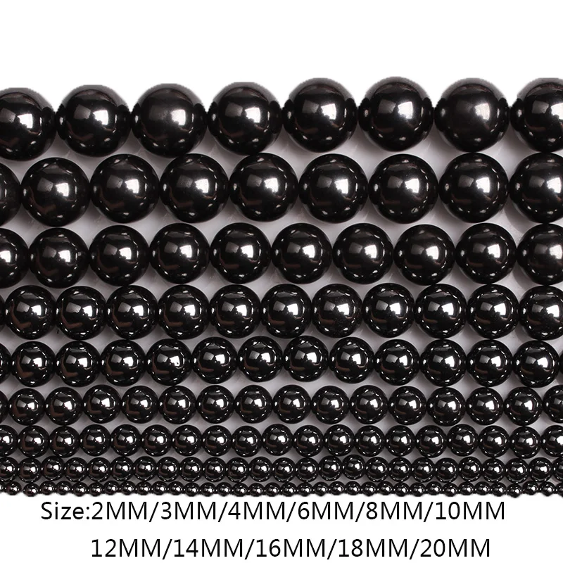 Natural Stone Black Hematite Round Loose Beads For Jewelry Charms Bracelet Necklace Making 2 3 4 6 10 8 12 14 16 18 20mm | Украшения и