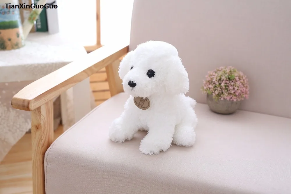 Около 25 см lolvely белая собака плюшевая Тедди игрушка на корточках ted dog мягкая кукла