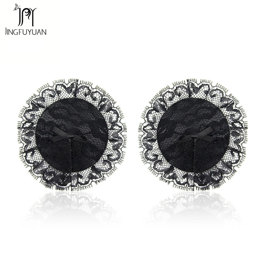 

Силиконовые накладки на соски для женщин, наклейки на груди черного цвета, кружевные дизайнерские накладки на соски, соблазнительные накла...