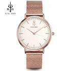 Часы наручные женские ультратонкие, брендовые Роскошные Кварцевые золотистые стальные сетчатые, для влюбленных