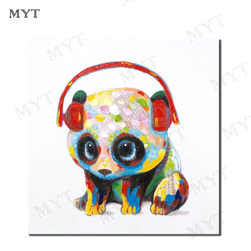 

MYT Free Shipping Modern Orange Abstract Oil Painting Artist Hand-painted High Quality Panda Animal Oil Painting for Room