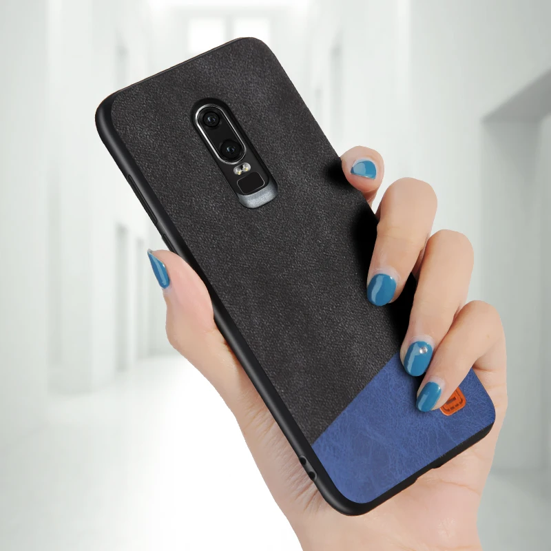 Oneplus 6 чехол MOFI One Plus 6 задняя крышка кожаный чехол для 1+ 6 мягкий силиконовый край Полный чехол для OP6 чехол 6,28''